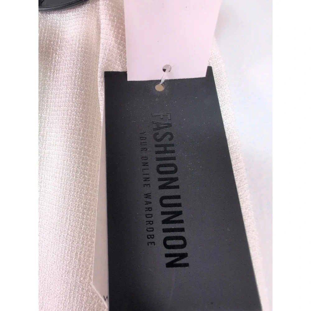 Women's FASHION UNION Off White Textured Skirt Size M NWT